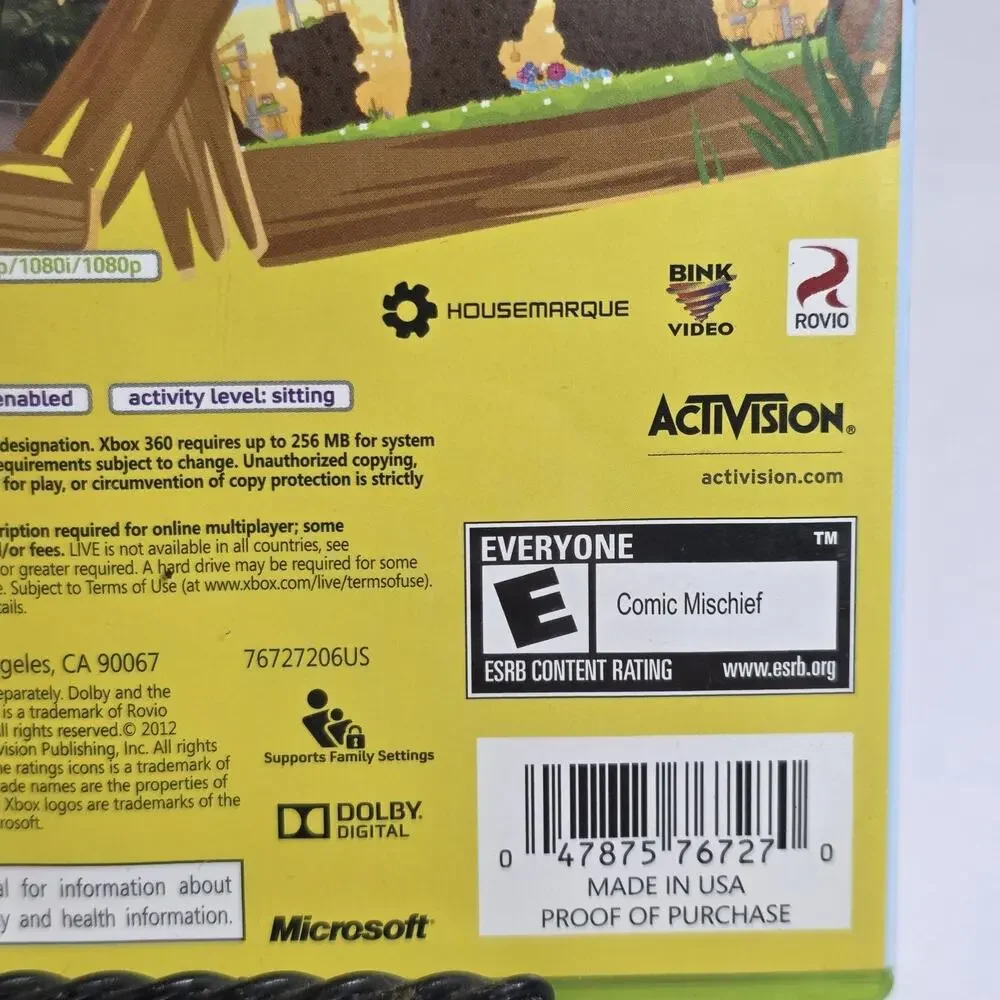 Angry Birds Trilogy Xbox 360 Complete CIB Kinect Compatible Activision 2012